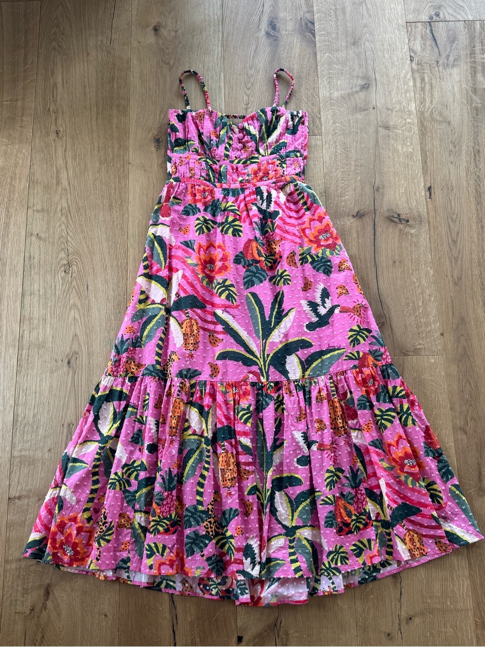 NWT FARM Rio Leopard Forrest Pink Midi Dress Size M - Picture 7 of 11